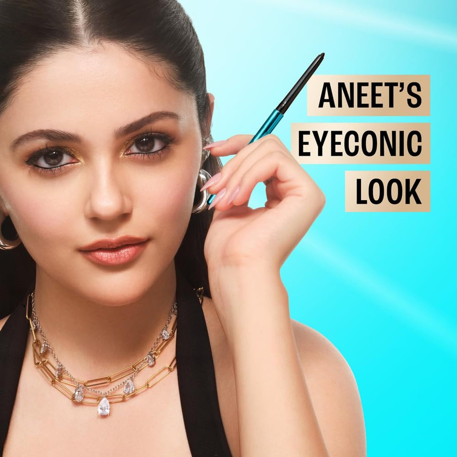 LAKMÉ Eyeconic Insta Cool Kajal, Matte Finish Pencil with Cucumber Seed Extracts, Twist-Up Design - in use