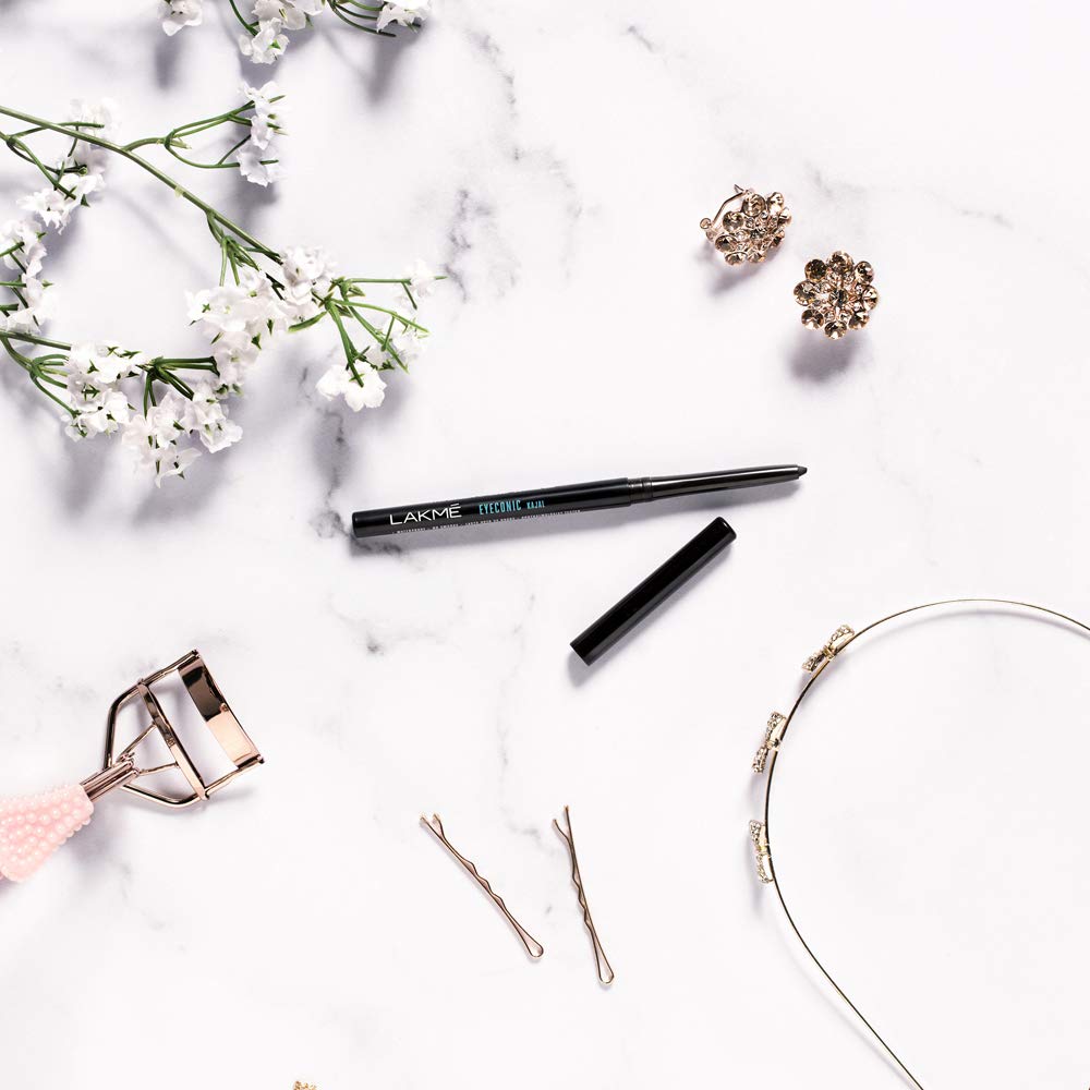 LAKMÉ Eyeconic Insta Cool Kajal, Matte Finish Pencil with Cucumber Seed Extracts, Twist-Up Design - label detail (19)