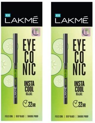 LAKMÉ Eyeconic Insta Cool Kajal, Matte Finish Pencil with Cucumber Seed Extracts, Twist-Up Design