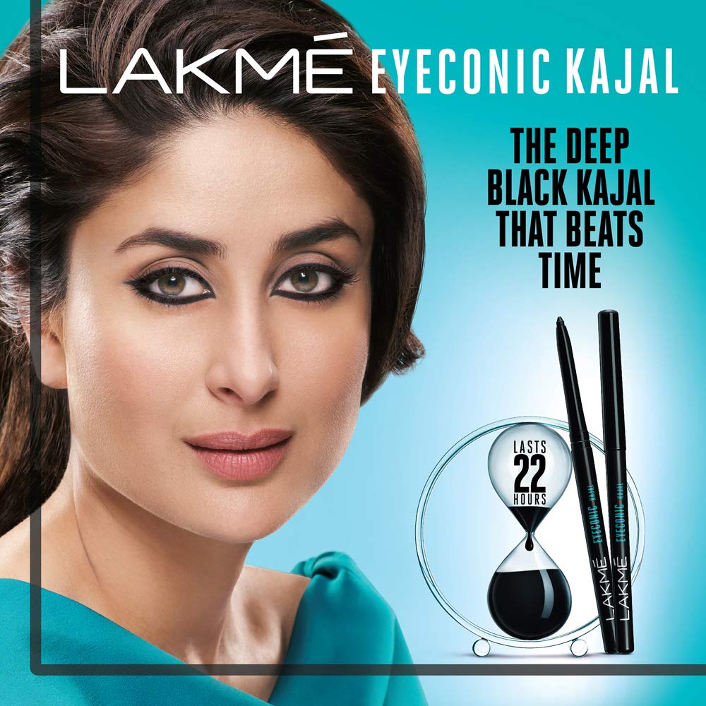 LAKMÉ Eyeconic Insta Cool Kajal, Matte Finish Pencil with Cucumber Seed Extracts, Twist-Up Design - close-up detail (21)