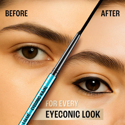 LAKMÉ Eyeconic Insta Cool Kajal, Matte Finish Pencil with Cucumber Seed Extracts, Twist-Up Design - front view (23)