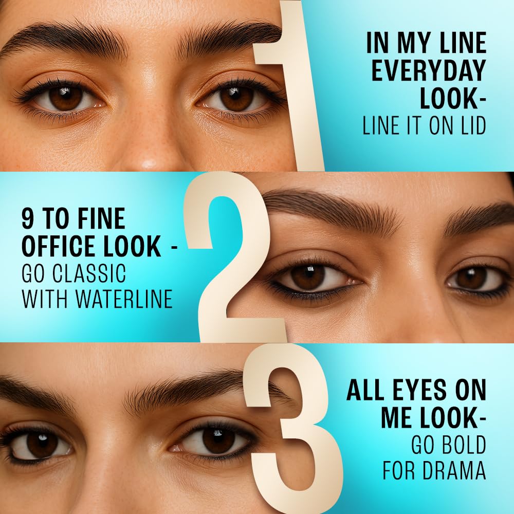 LAKMÉ Eyeconic Insta Cool Kajal, Matte Finish Pencil with Cucumber Seed Extracts, Twist-Up Design - close-up detail (28)