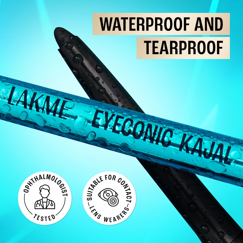 LAKMÉ Eyeconic Insta Cool Kajal, Matte Finish Pencil with Cucumber Seed Extracts, Twist-Up Design - in use (29)