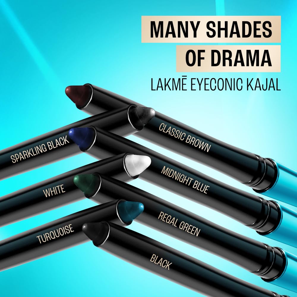 LAKMÉ Eyeconic Insta Cool Kajal, Matte Finish Pencil with Cucumber Seed Extracts, Twist-Up Design - size and scale (30)