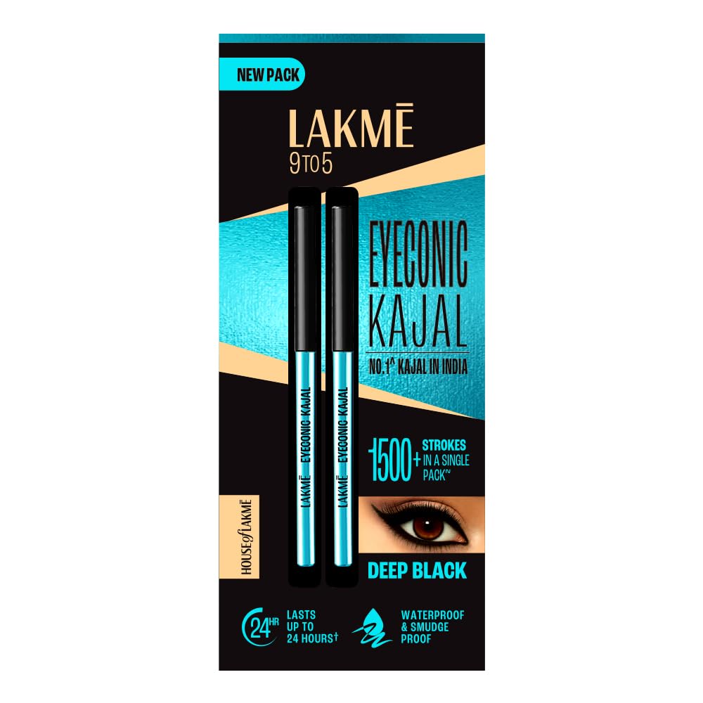 LAKMÉ Eyeconic Insta Cool Kajal, Matte Finish Pencil with Cucumber Seed Extracts, Twist-Up Design - front view (32)