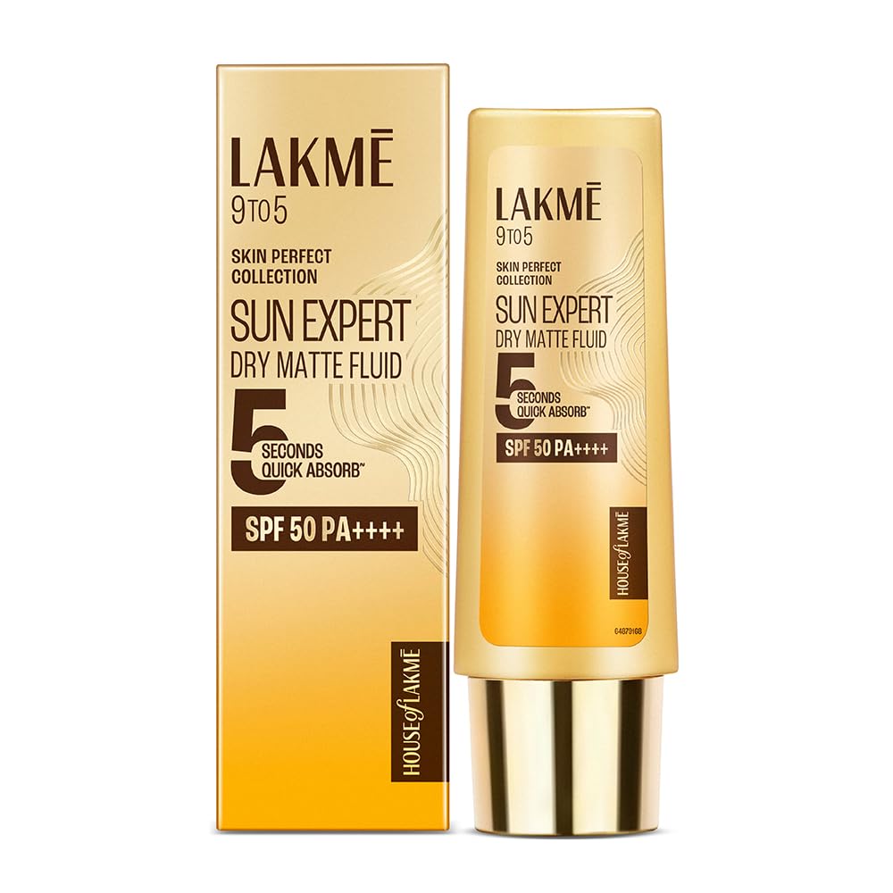 LAKMÉ Fluid SPF 50 PA++++ Sunscreen for Oily Skin, In-Vivo Tested, 1% Niacinamide & Ceramide, 50ml