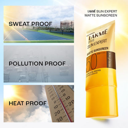 LAKMÉ Sunscreen SPF 50 PA++++ with Niacinamide and Squalane, Water Light, 100 ml - size and scale
