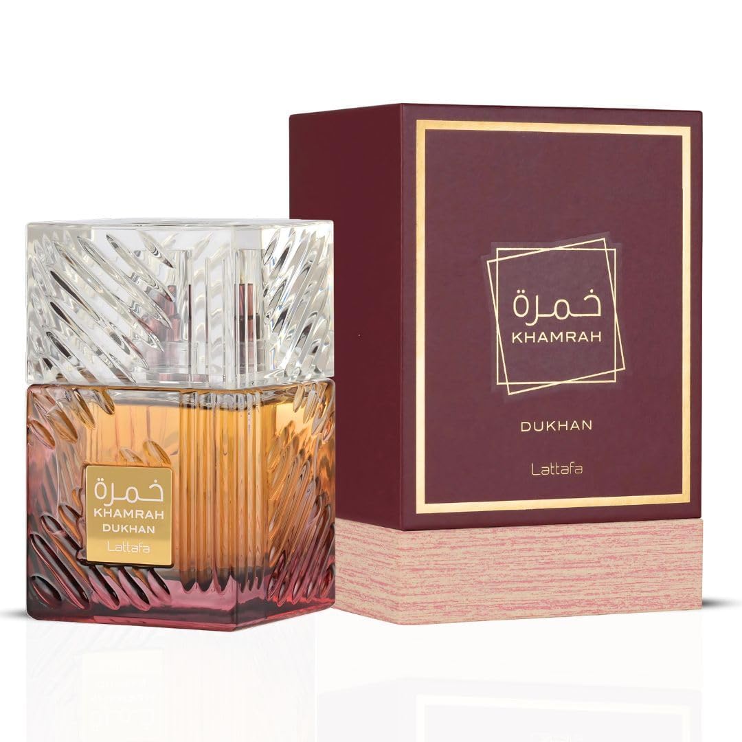 Lattafa Khamrah Eau de Parfum, 100ml Unisex Aromatic Spicy Fragrance with Vanilla, Cinnamon, Woody Notes - front view (10)