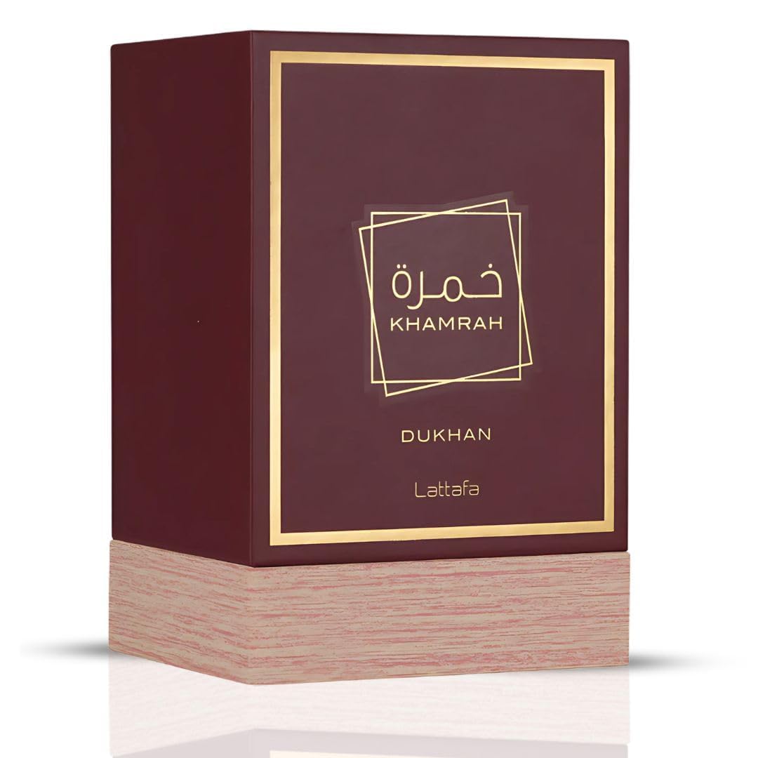 Lattafa Khamrah Eau de Parfum, 100ml Unisex Aromatic Spicy Fragrance with Vanilla, Cinnamon, Woody Notes - back view (11)