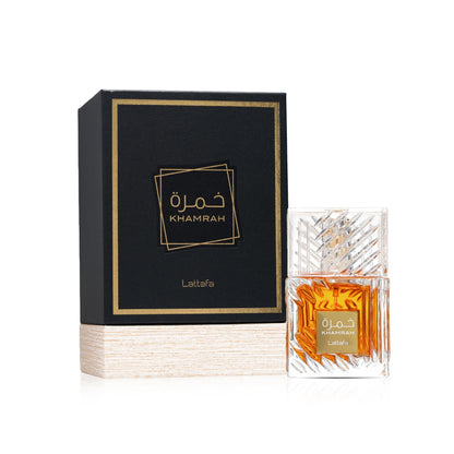 Lattafa Khamrah Eau de Parfum, 100ml Unisex Aromatic Spicy Fragrance with Vanilla, Cinnamon, Woody Notes - front view (18)