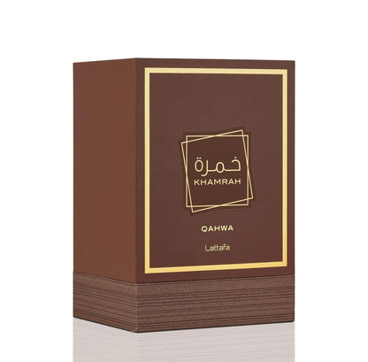 Lattafa Khamrah Eau de Parfum, 100ml Unisex Aromatic Spicy Fragrance with Vanilla, Cinnamon, Woody Notes - back view (21)