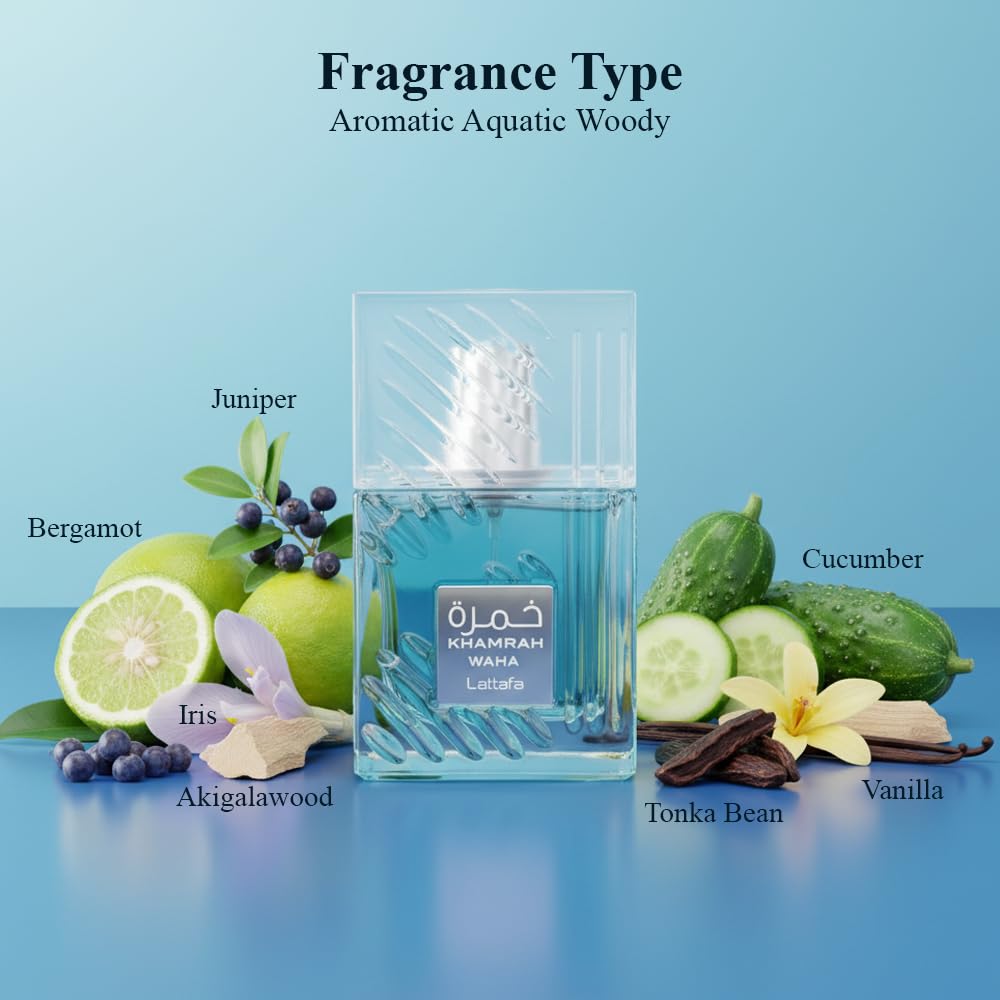 Lattafa Khamrah Eau de Parfum, 100ml Unisex Aromatic Spicy Fragrance with Vanilla, Cinnamon, Woody Notes - packaging (29)