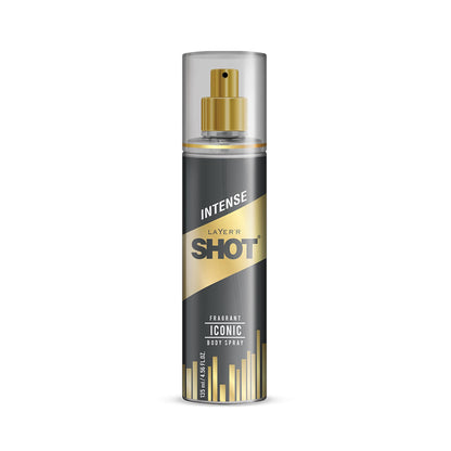 Layer'r Shot Gold Iconic Deodorant Body Spray for Men, 135ml, Spicy Citrus & Amber Fragrance