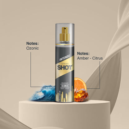 Layer'r Shot Gold Iconic Deodorant Body Spray for Men, 135ml, Spicy Citrus & Amber Fragrance - back view