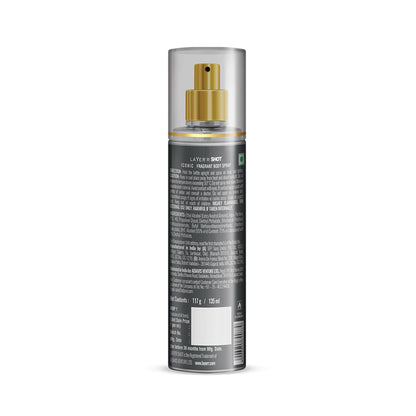 Layer'r Shot Gold Iconic Deodorant Body Spray for Men, 135ml, Spicy Citrus & Amber Fragrance - close-up detail