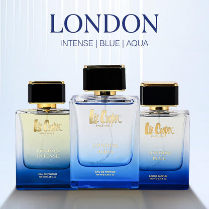 Lee Cooper London Aqua Eau de Parfum, 100ml, Unisex Fragrance with Marine, Grapefruit, Violet, Amber & Woody Notes - label de