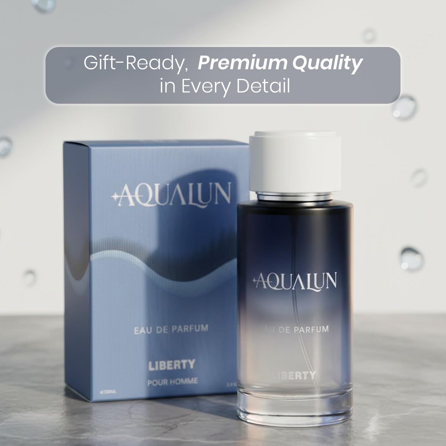 Liberty Aqualun Men's Eau de Parfum, 100ml, Lemon Black Currant Lily Notes - ingredients panel