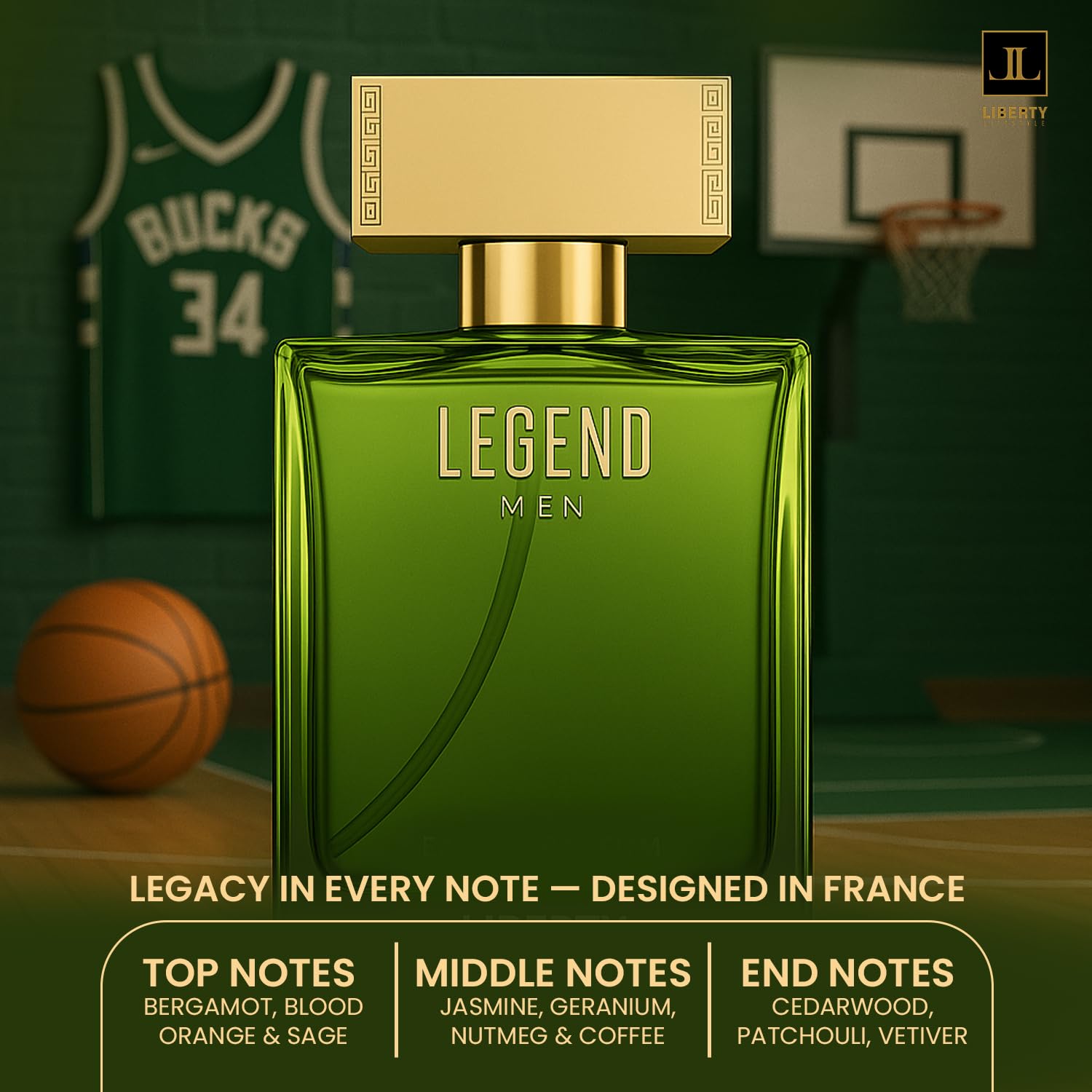 Liberty Eau de Parfum for Men, 100ml EDP Spray, Adult Personal Fragrance by Vanesa Costmetics - front view (17)