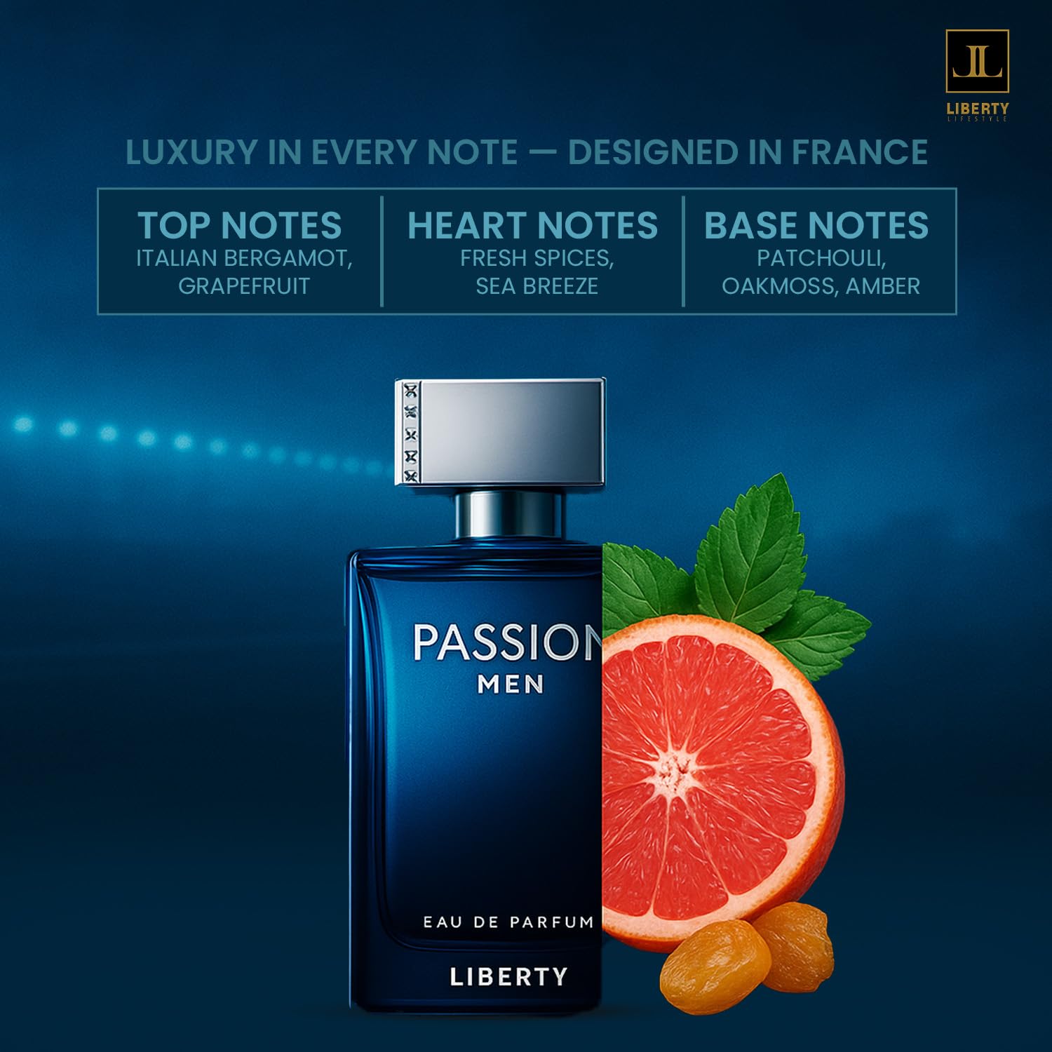 Liberty Eau de Parfum for Men, 100ml EDP Spray, Adult Personal Fragrance by Vanesa Costmetics - label detail (31)