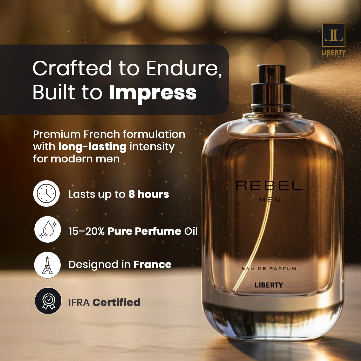 Liberty Eau de Parfum for Men, 100ml EDP Spray, Adult Personal Fragrance by Vanesa Costmetics - packaging (39)