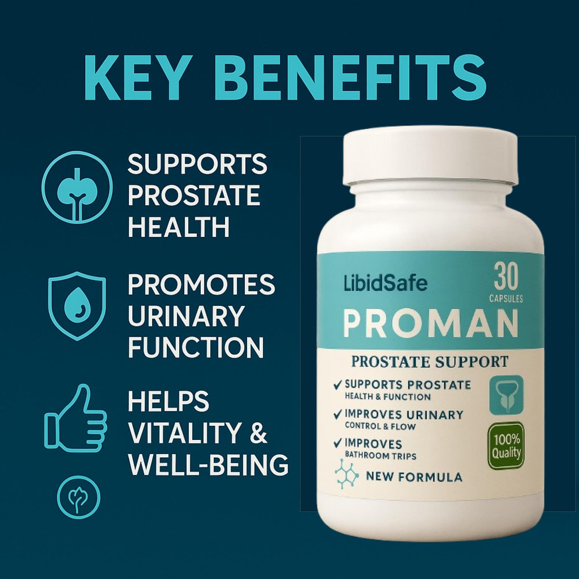 LibidSafe Proman Ayurvedic Herbal Prostate Supplement, 30 Capsules, 50 Grams - front view