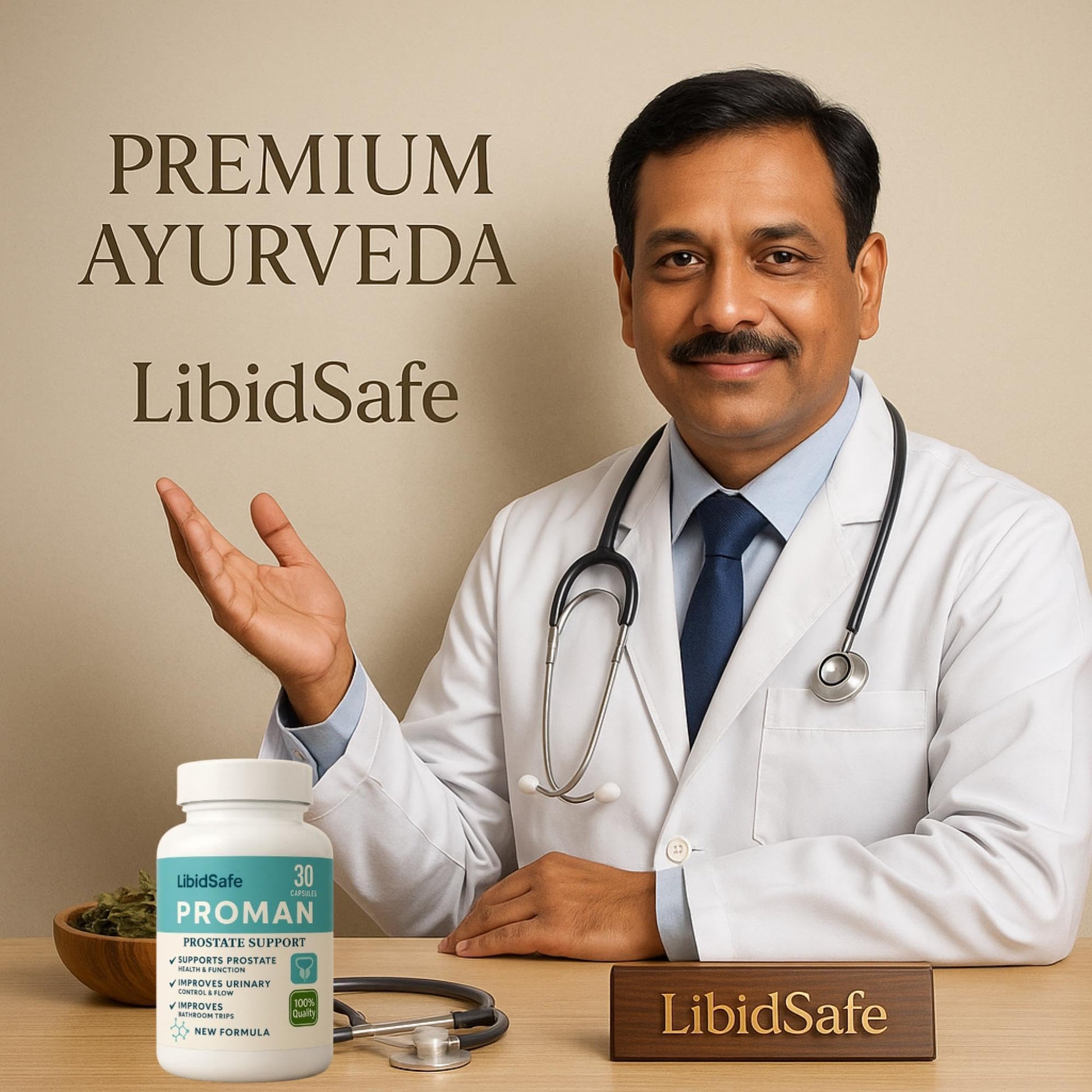 LibidSafe Proman Ayurvedic Herbal Prostate Supplement, 30 Capsules, 50 Grams - close-up detail