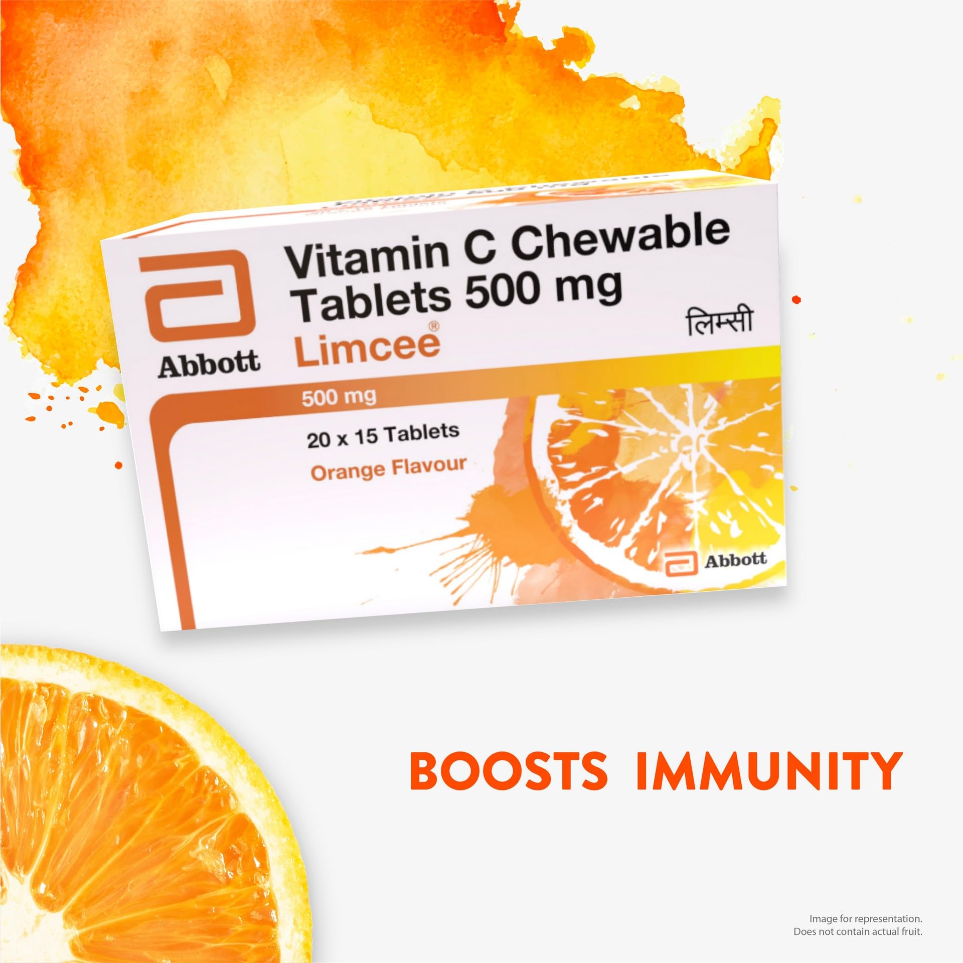 Limcee Chewable Vitamin C Tablets, 500mg, Orange Flavor, 15 Count - back view