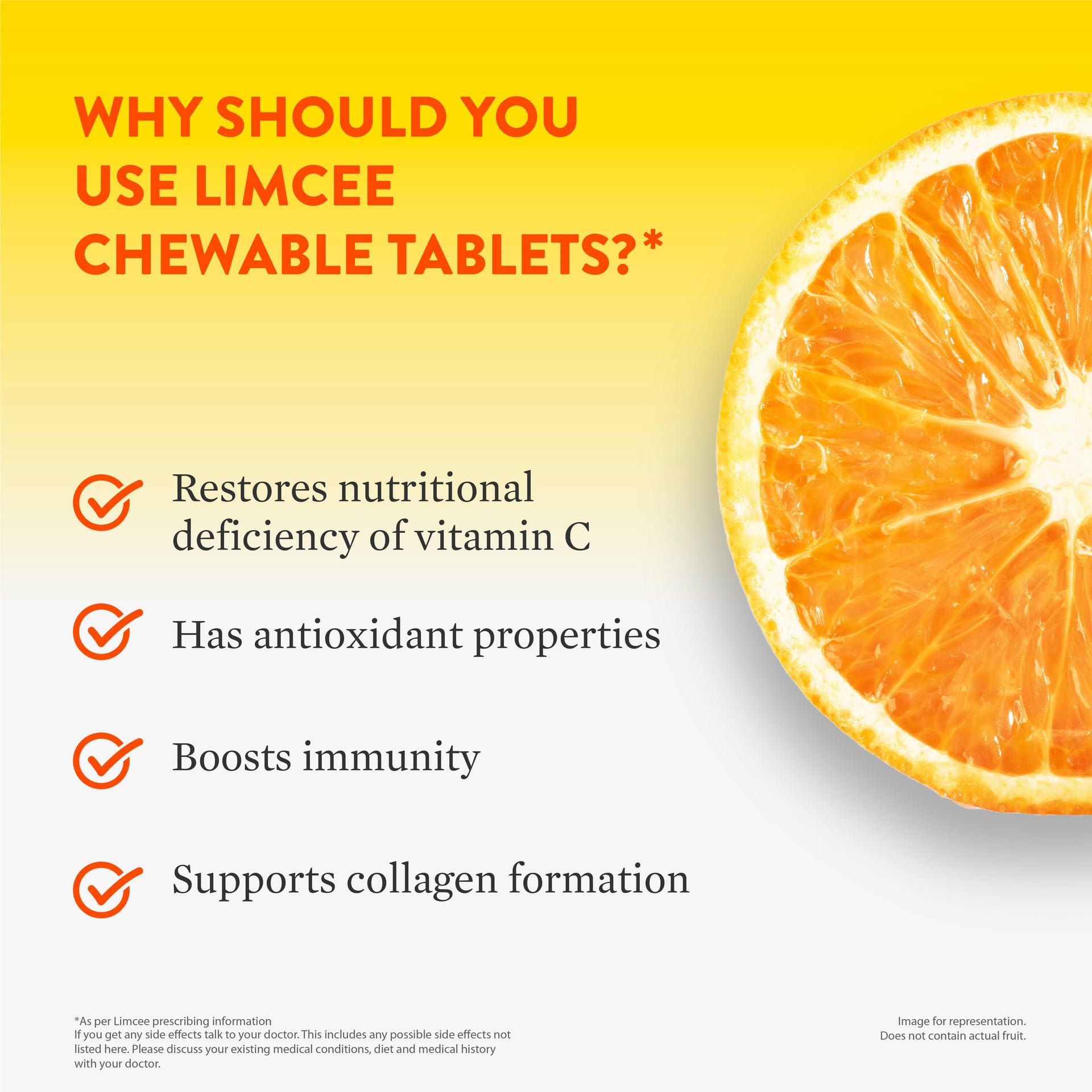 Limcee Chewable Vitamin C Tablets, 500mg, Orange Flavor, 15 Count - ingredients panel