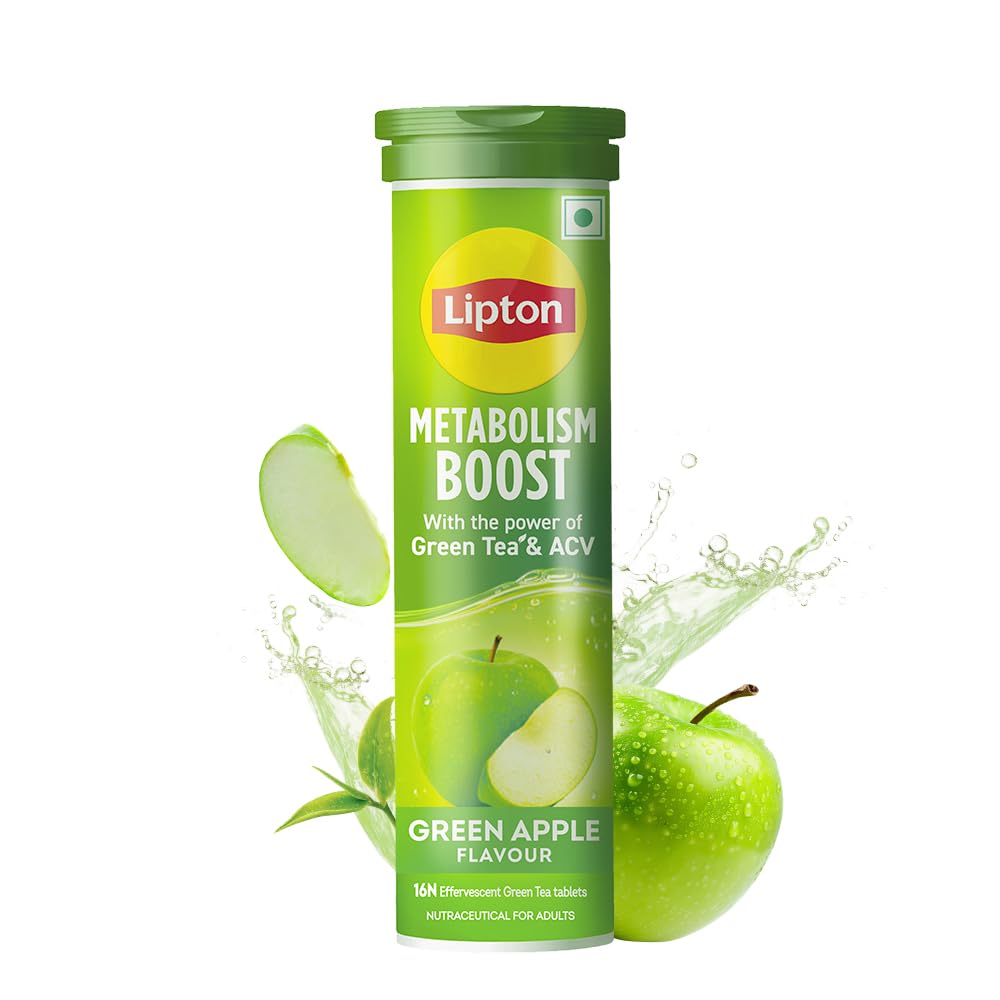 Lipton Metabolism Boost with 150mg Green Tea Catechins and 50mg ACV (Apple Cider Vinegar) | For & Fat Burn | Zero Calories | 