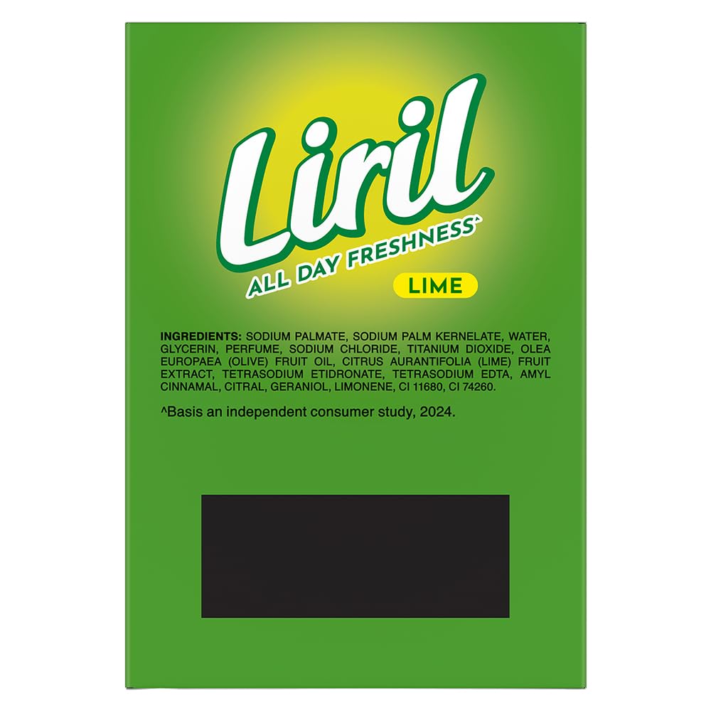 Liril Solid Soap Bar, Lime Scent, Paraben Free, 6 x 125g - close-up detail