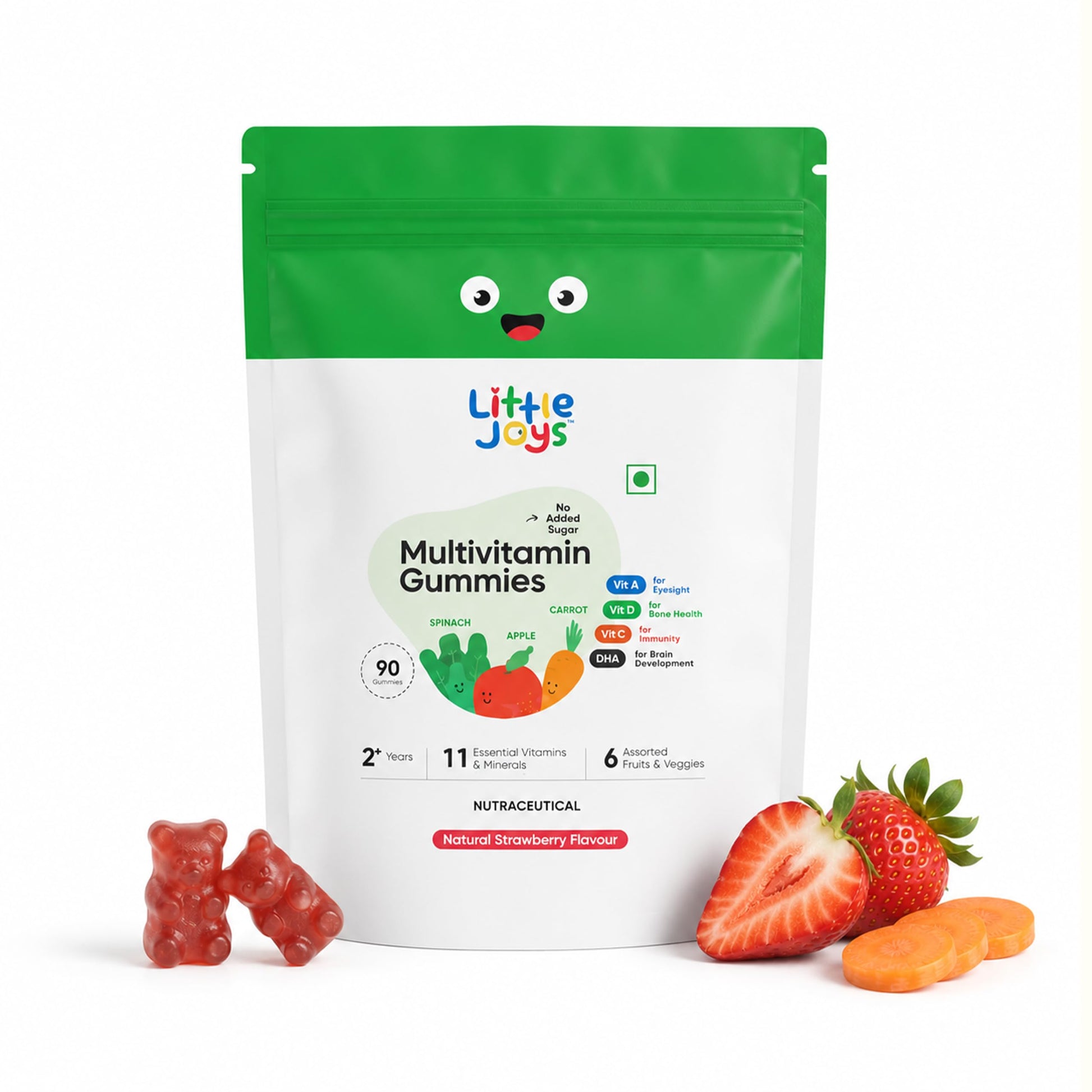 Little Joys Multivitamin Gummies for Kids and Mothers, 12 Vitamins and Minerals, No Added Sugar, Strawberry Flavor (10)