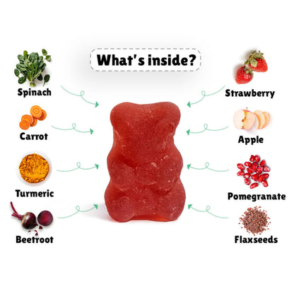 Little Joys Multivitamin Gummies for Kids and Mothers, 12 Vitamins and Minerals, No Added Sugar, Strawberry Flavor - front vi