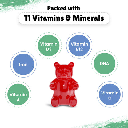 Little Joys Multivitamin Gummies for Kids and Mothers, 12 Vitamins and Minerals, No Added Sugar, Strawberry Flavor - label de