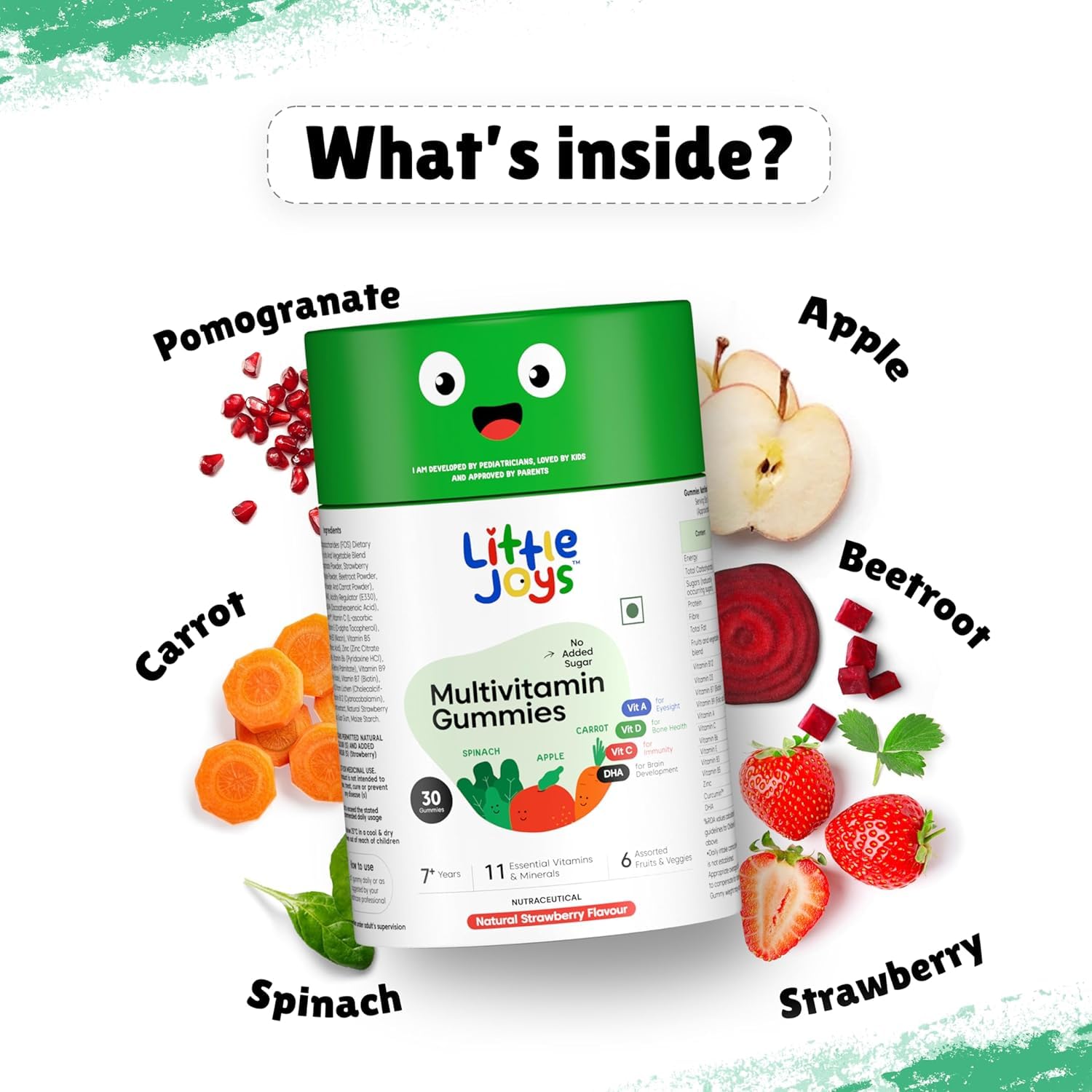 Little Joys Multivitamin Gummies for Kids and Mothers, 12 Vitamins and Minerals, No Added Sugar, Strawberry Flavor - ingredie