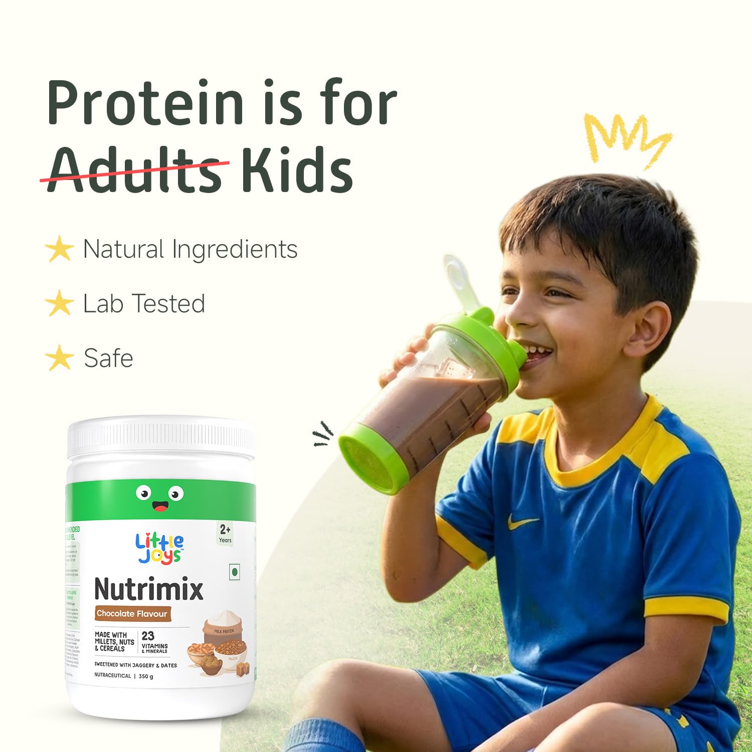 Little Joys Nutrimix Nutrition Powder, Kids Health Drink Mix with Ragi, Bajra, Almonds & Oats, No Refined Sugar, 24 Vitamins 