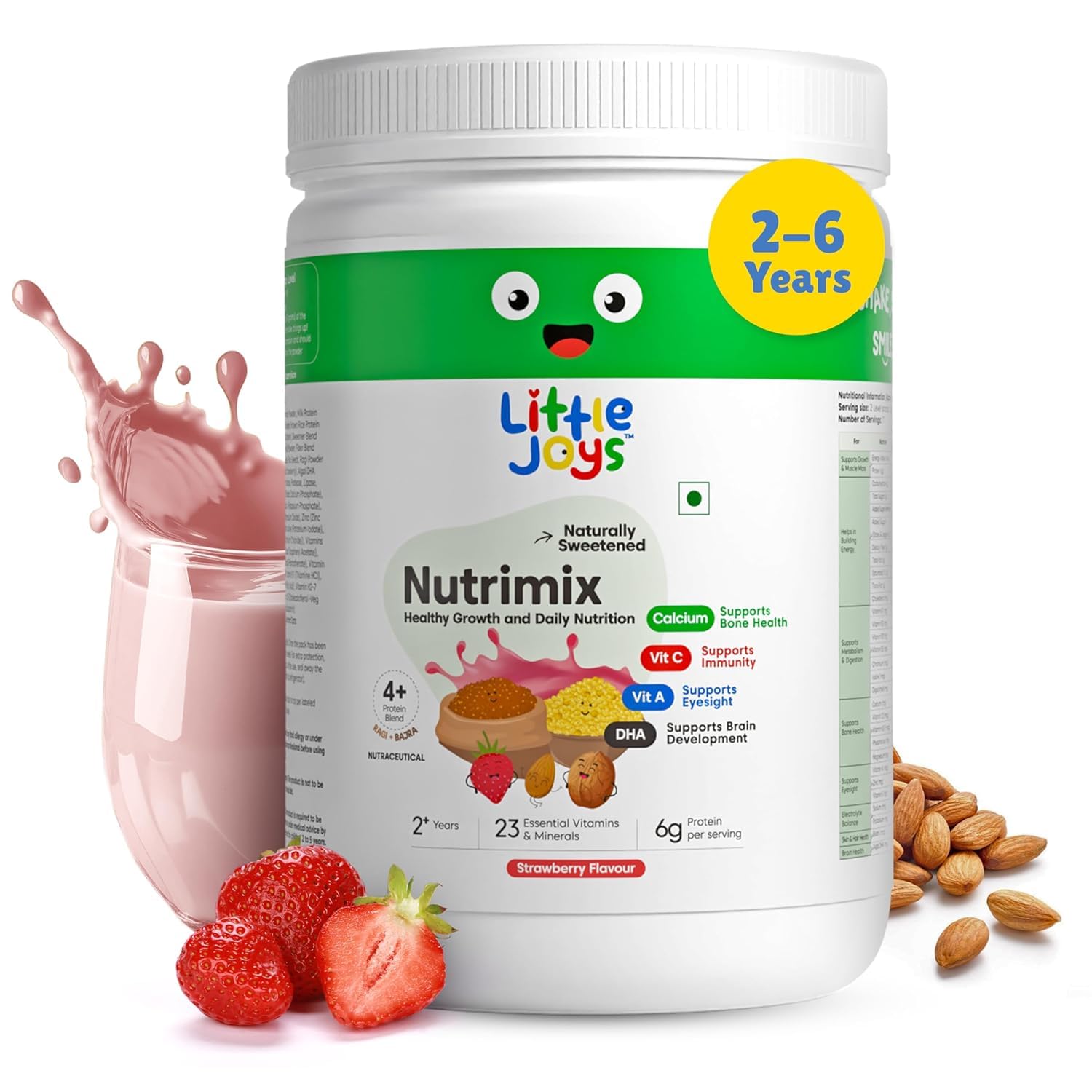Little Joys Nutrimix Nutrition Powder, Kids Health Drink Mix with Ragi, Bajra, Almonds & Oats, No Refined Sugar, 24 Vitamins 