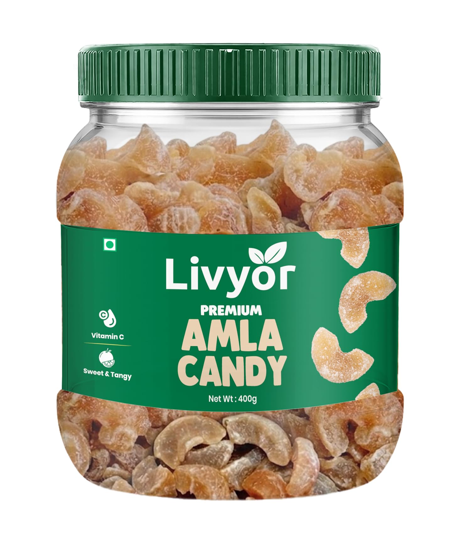 LIVYOR Dried Amla Candy, 1kg, Indian Gooseberry Candy, Sweet and Tangy Fruit Snack, No Preservatives (10)
