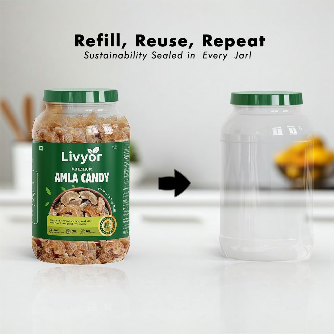 LIVYOR Dried Amla Candy, 1kg, Indian Gooseberry Candy, Sweet and Tangy Fruit Snack, No Preservatives - in use
