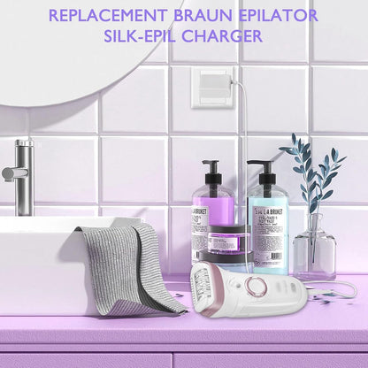 Lnauy 12V Replacement Charger for Braun Epilator, Compatible with Silk-épil 5/7/9 and FaceSpa Pro, 1.5m - back view