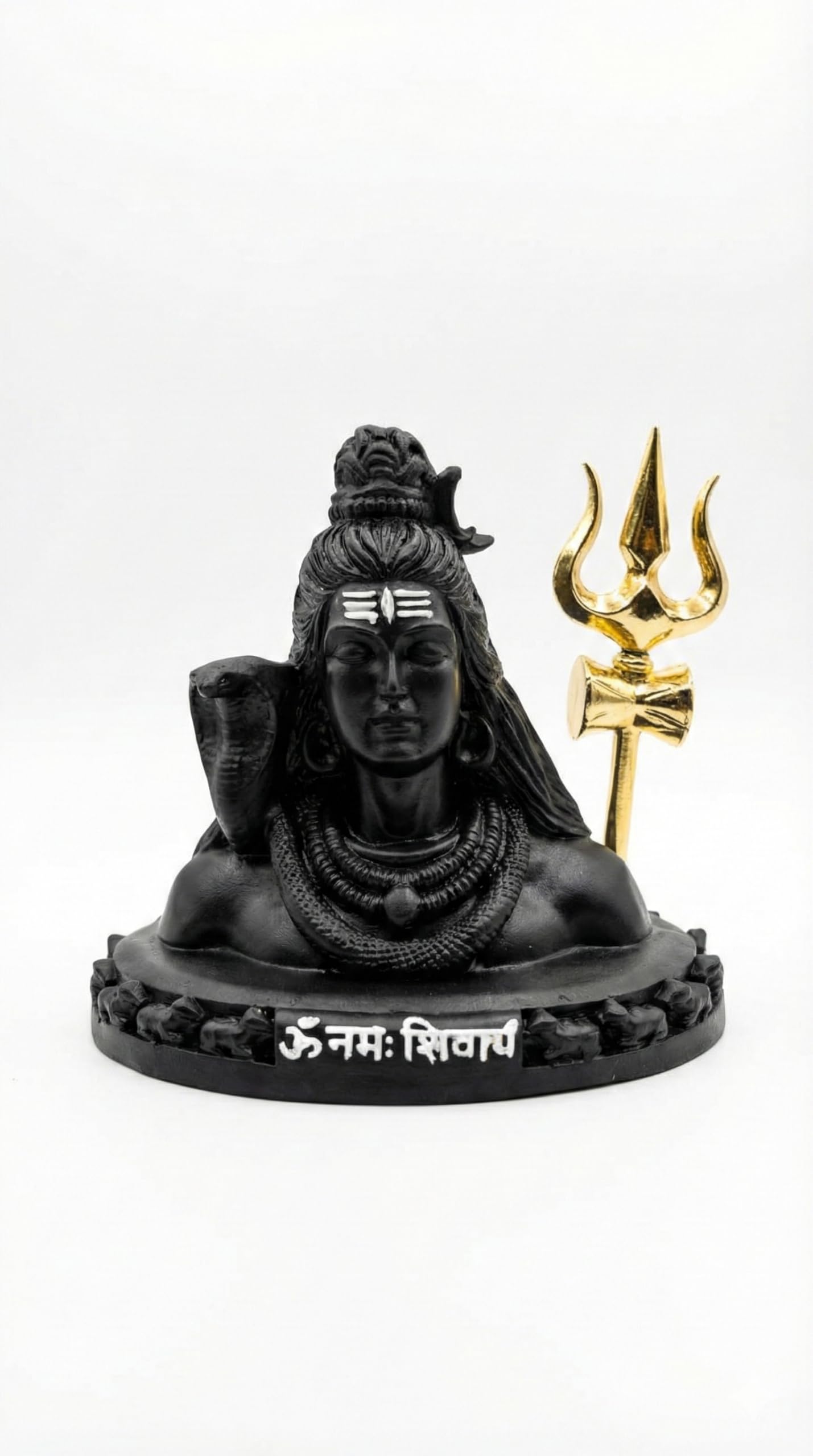 Lord Shiva Idol Figurine 12cm Resin Marble Dust Gold Plated Trishul Damaru Home Car Decor - back view