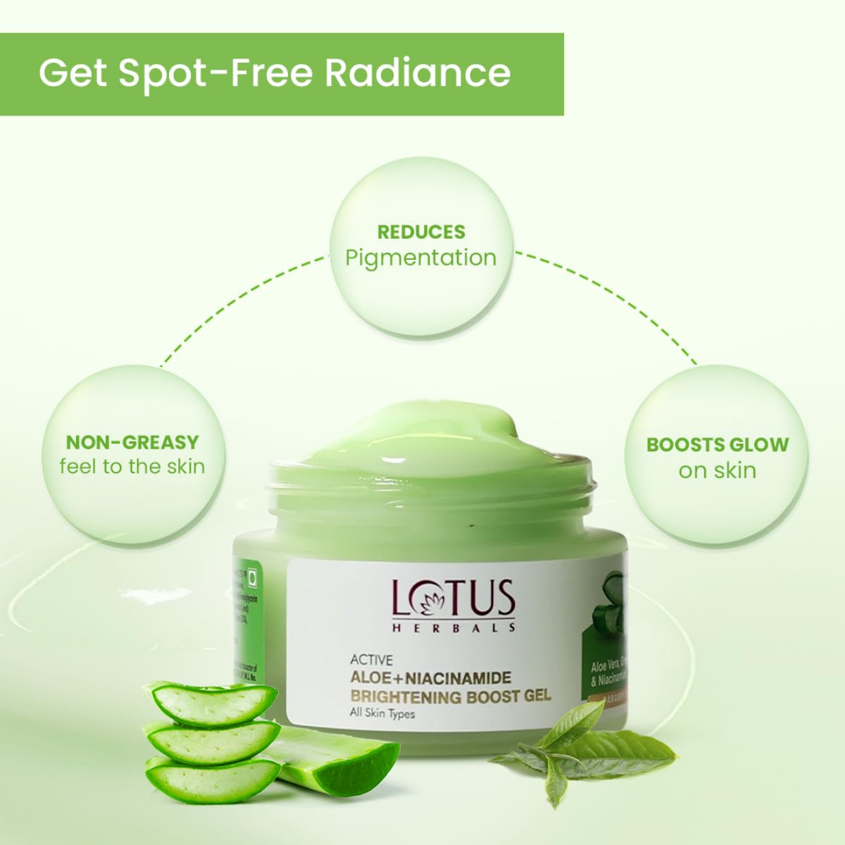Lotus Herbals Active Aloe + Niacinamide Night Gel Moisturizer, 50g, Paraben-Free, Vegan, All Skin Types - back view
