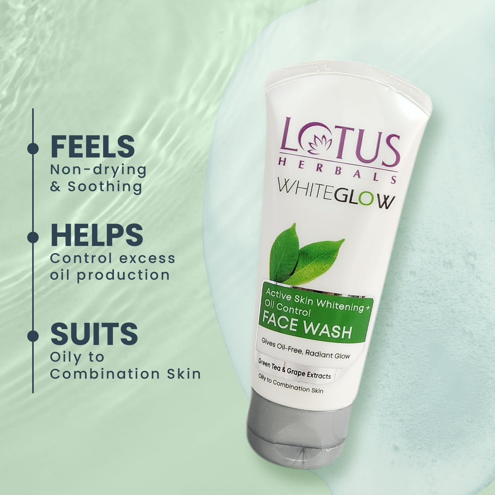 Lotus Herbals Foam Face Wash for Women, 50g, Daily Facial Cleanser, Pack of 1 - ingredients panel