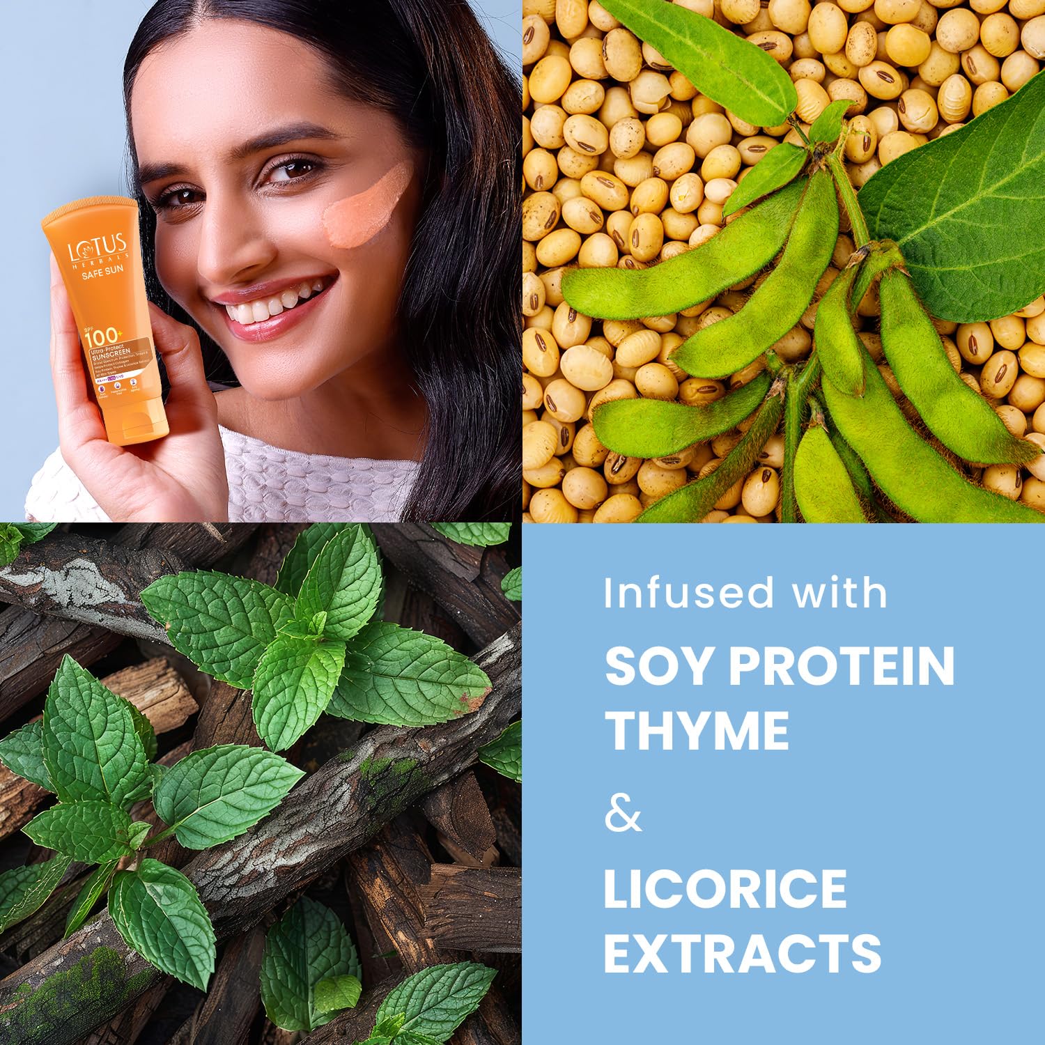 Lotus Herbals Safe Sun Ultra Protect Sunscreen, Tinted, SPF 100+ PA+++, 50g - ingredients panel