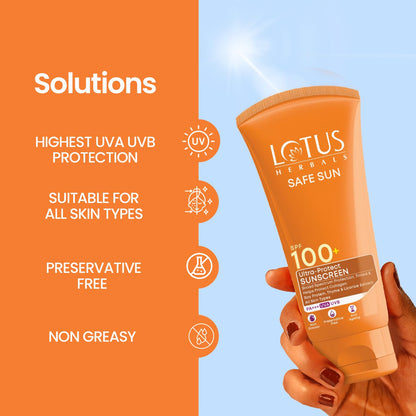 Lotus Herbals Safe Sun Ultra Protect Sunscreen, Tinted, SPF 100+ PA+++, 50g - close-up detail