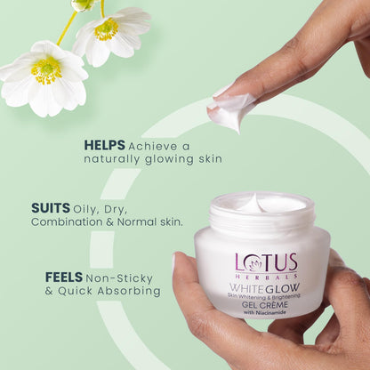 Lotus Herbals Whiteglow Gel Creme with Niacinamide, 60g, Face Moisturizer - packaging