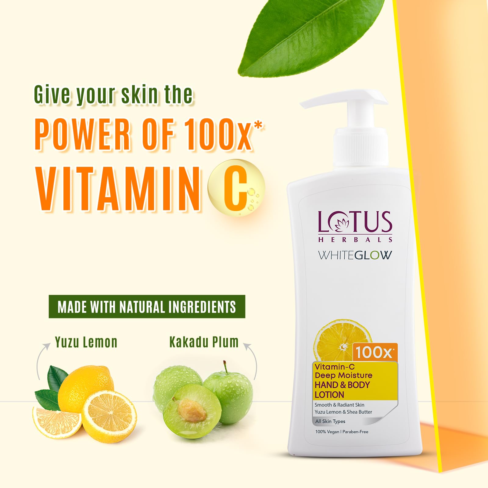 Lotus Herbals WhiteGlow Vitamin C Body Lotion, SPF 20, Deep Moisture Hand & Body Moisturizer - back view (8)