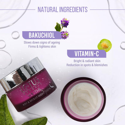 Lotus Herbals YouthRx Night Cream with Bakuchiol and Vitamin C, 50g, Skin Moisturizer - label detail