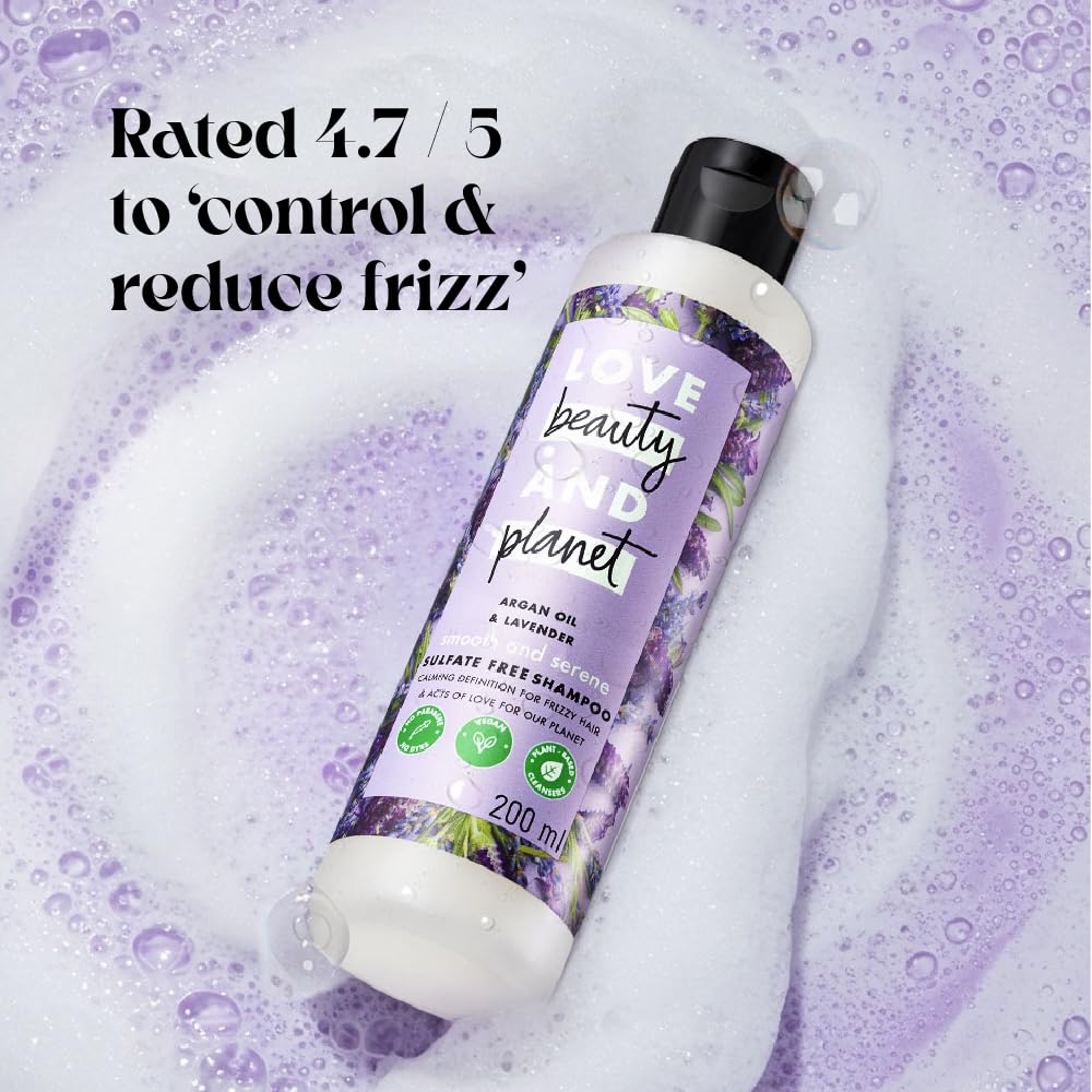 Love Beauty And Planet Argan Oil and Lavender Sulfate Free Smooth and Serene Shampoo - close-up detail (15)