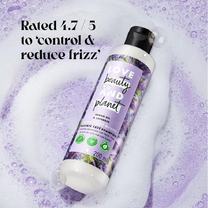 Love Beauty And Planet Argan Oil and Lavender Sulfate Free Smooth and Serene Shampoo - close-up detail (15)