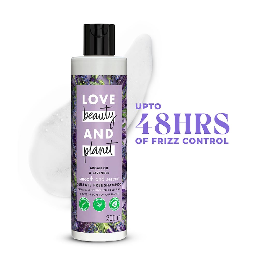 Love Beauty And Planet Argan Oil and Lavender Sulfate Free Smooth and Serene Shampoo - front view